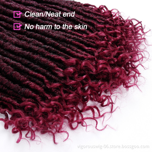 Wholesale kids goddess locs crochet hair curly ends pre-loop synthetic crochet braids twist braiding faux locs hair extensions